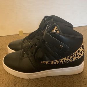 Fila Black cheetah print high tops